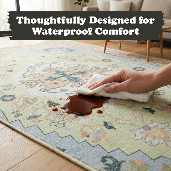 Muddy Mat® Sorrento Washable Area Rugs for Living Room, Bedroom & Dining Room – Modern Soft Low Pile Non Slip Carpet – Pet Friendly Waterproof Foldable Rugs for Home