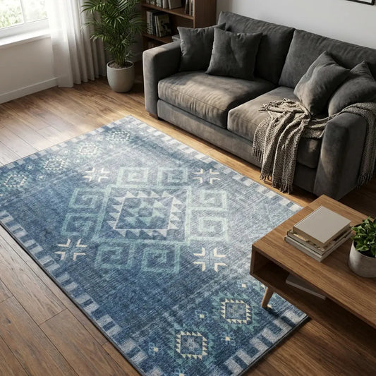 Muddy Mat® Mesa Washable Area Rugs for Living Room, Bedroom & Dining Room – Modern Soft Low Pile Non Slip Carpet – Pet Friendly Waterproof Foldable Rugs for Home