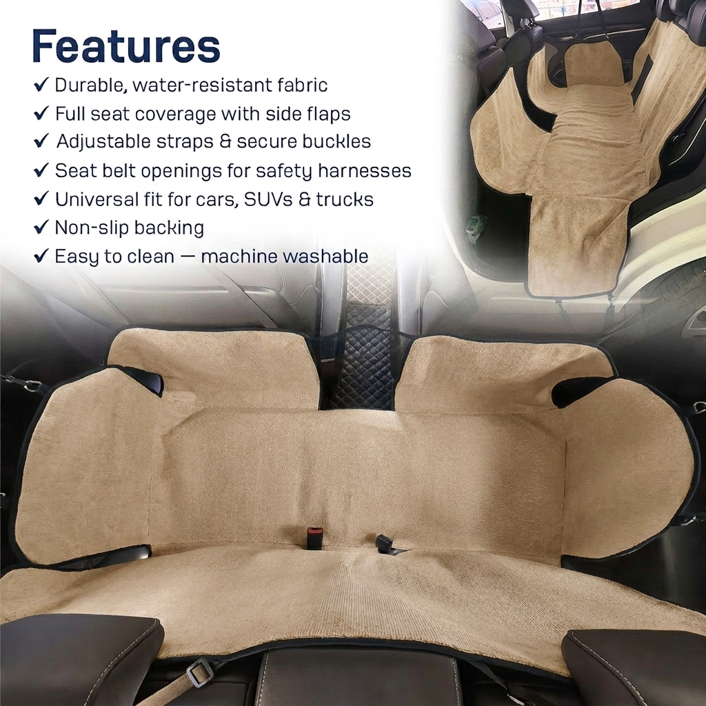 Muddy Mat® Petite Chenille Dog Car Seat Cover for Back Seat, 100% Waterproof Dog Hammock for Car, SUVs & Trucks, Heavy Duty, Scratch Proof Car Seat Cover, Slip Resistant Backing & Side Flaps