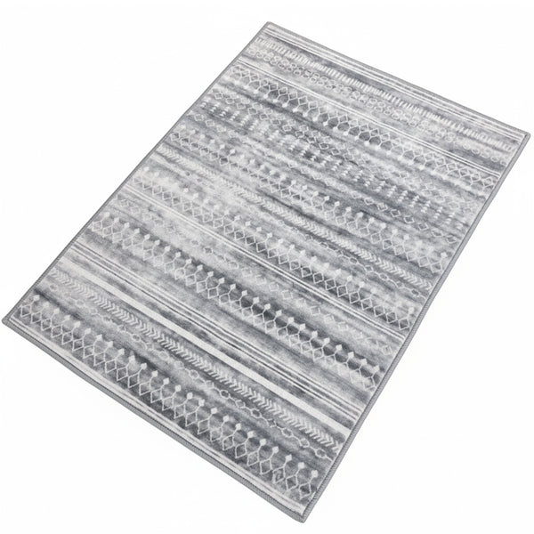 Muddy Mat® Greyline Washable Area Rugs for Living Room, Bedroom & Dining Room – Modern Soft Low Pile Non Slip Carpet – Pet Friendly Waterproof Foldable Rugs for Home