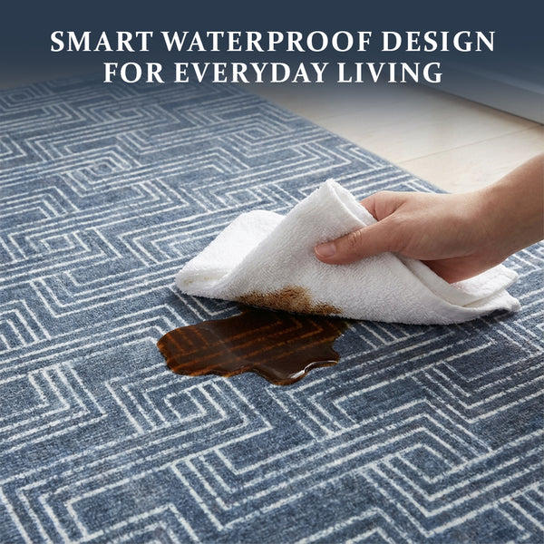 Muddy Mat® Cipher Washable Area Rugs for Living Room, Bedroom & Dining Room – Modern Soft Low Pile Non Slip Carpet – Pet Friendly Waterproof Foldable Rugs for Home