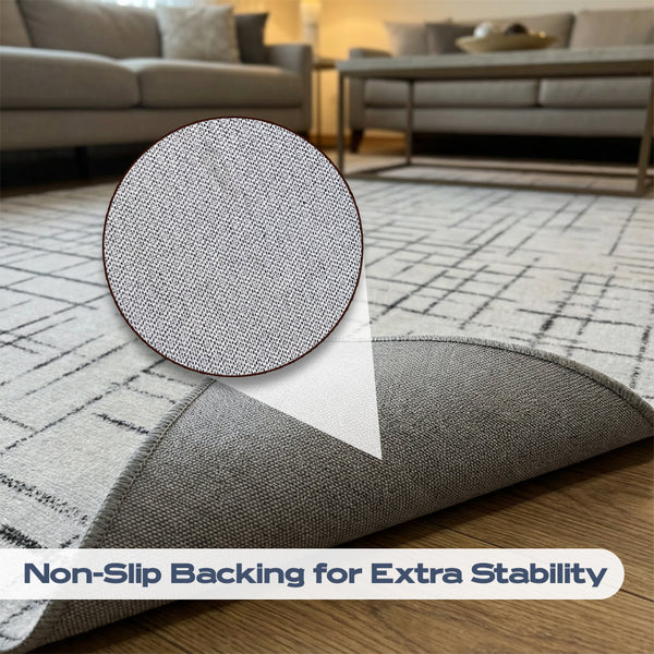 Muddy Mat® Strata Washable Area Rugs for Living Room, Bedroom & Dining Room – Modern Soft Low Pile Non Slip Carpet – Pet Friendly Waterproof Foldable Rugs for Home