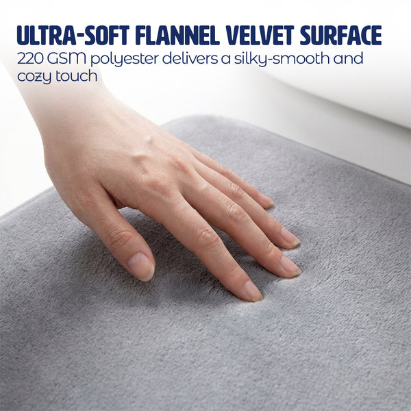 Muddy Mat® Memory Foam Bath Mat Set 2 Piece – Velvet Soft Non Slip Bathroom Rugs Set, Thick Absorbent Washable Bath Mats for Bathroom Floor and Shower, 20"x30" + 20"x20" U-Shaped