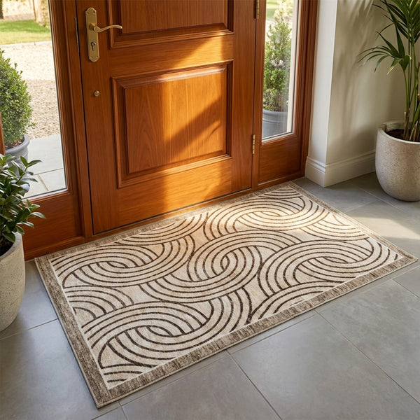 Muddy Mat® Orbit Washable Area Rugs for Living Room, Bedroom & Dining Room – Modern Soft Low Pile Non Slip Carpet – Pet Friendly Waterproof Foldable Rugs for Home