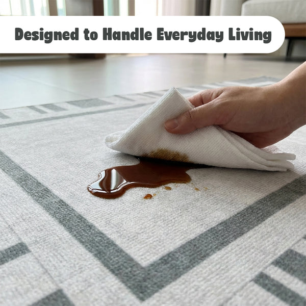 Muddy Mat® Trellis Washable Area Rugs for Living Room, Bedroom & Dining Room – Modern Soft Low Pile Non Slip Carpet – Pet Friendly Waterproof Foldable Rugs for Home