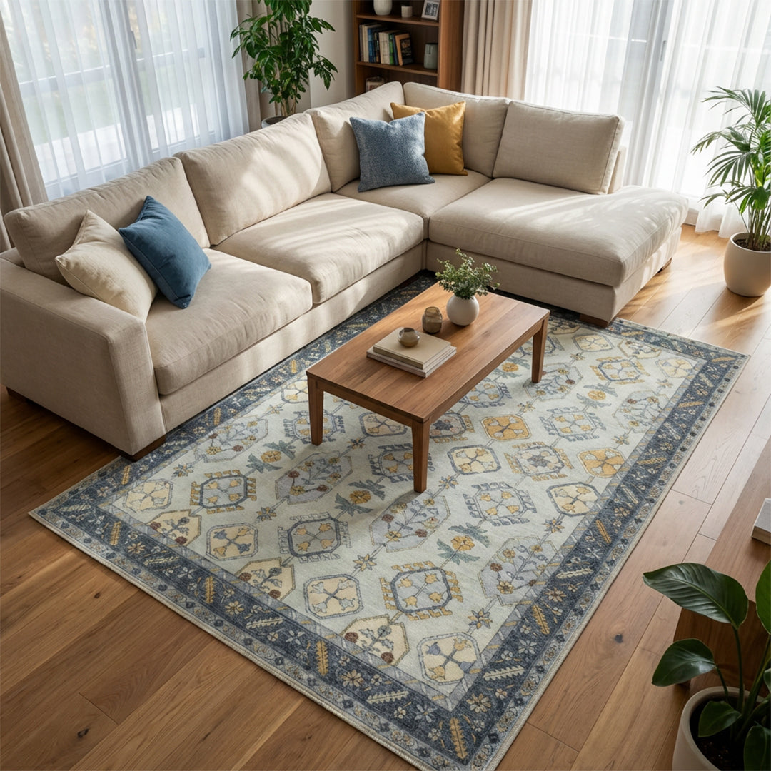 Muddy Mat® Celeste Washable Area Rugs for Living Room, Bedroom & Dining Room – Modern Soft Low Pile Non Slip Carpet – Pet Friendly Waterproof Foldable Rugs for Home