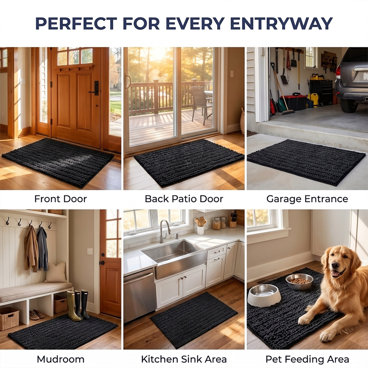 Muddy Mat® DuoMax Dog Door Mat for Muddy Paws – Dual-Texture Absorbent Mat Chenille Entryway Muddy Carpet®, Microfiber Quick Dry, Slip Resistant Machine Washable Indoor Mat