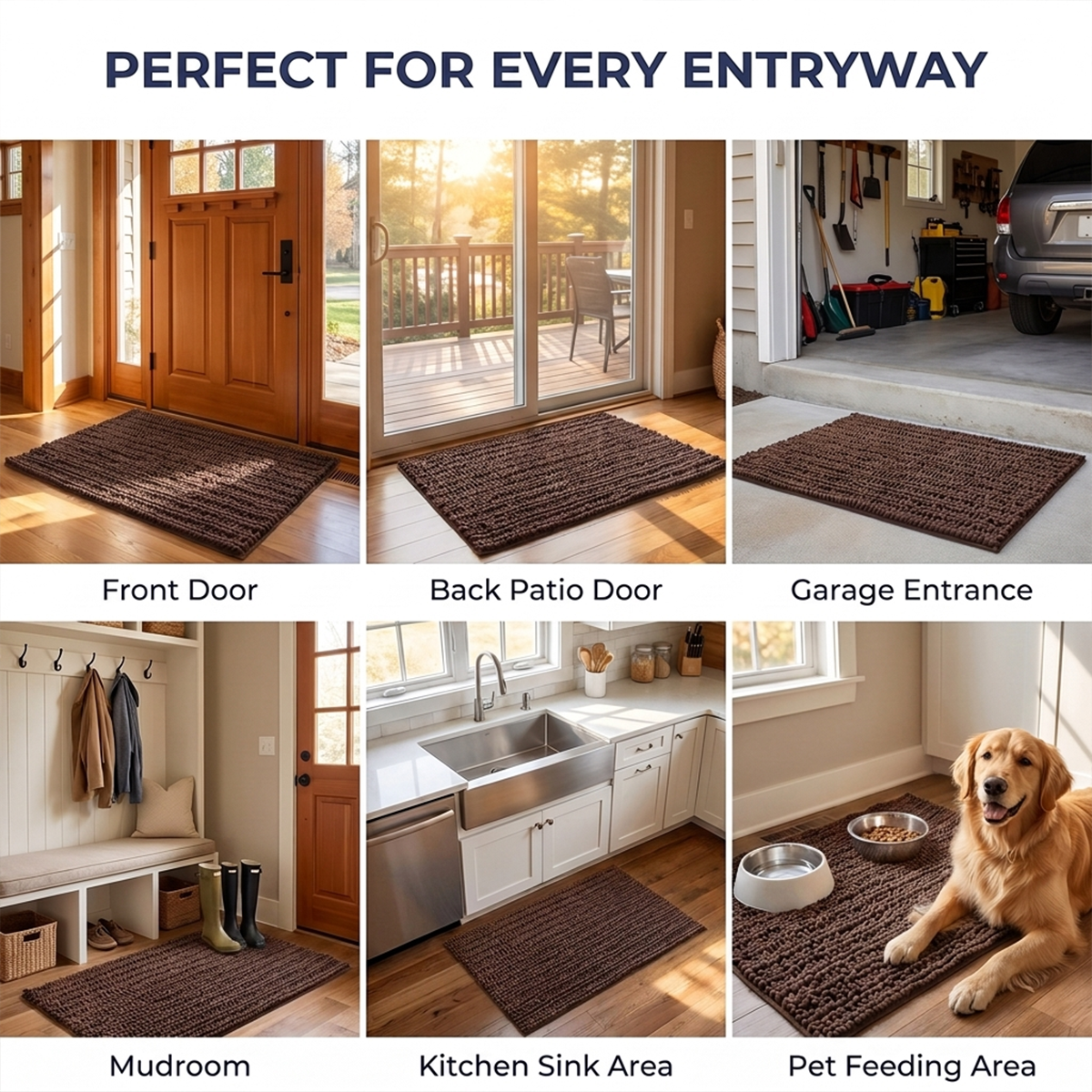 Muddy Mat® DuoMax Dog Door Mat for Muddy Paws – Dual-Texture Absorbent Mat Chenille Entryway Muddy Carpet®, Microfiber Quick Dry, Slip Resistant Machine Washable Indoor Mat