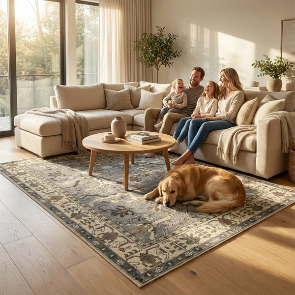 Muddy Mat® Duskfall Washable Area Rugs for Living Room, Bedroom & Dining Room – Modern Soft Low Pile Non Slip Carpet – Pet Friendly Waterproof Foldable Rugs for Home