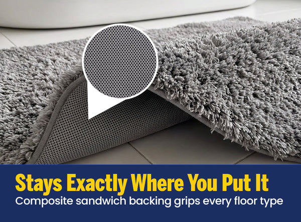 Muddy Mat® Fluffy Bathroom Rug, Soft Absorbent Microfiber Bath Mat, Non Slip, Quick Dry, Machine Washable for Bathroom Floor, Tub, Shower, Toilet and Sink