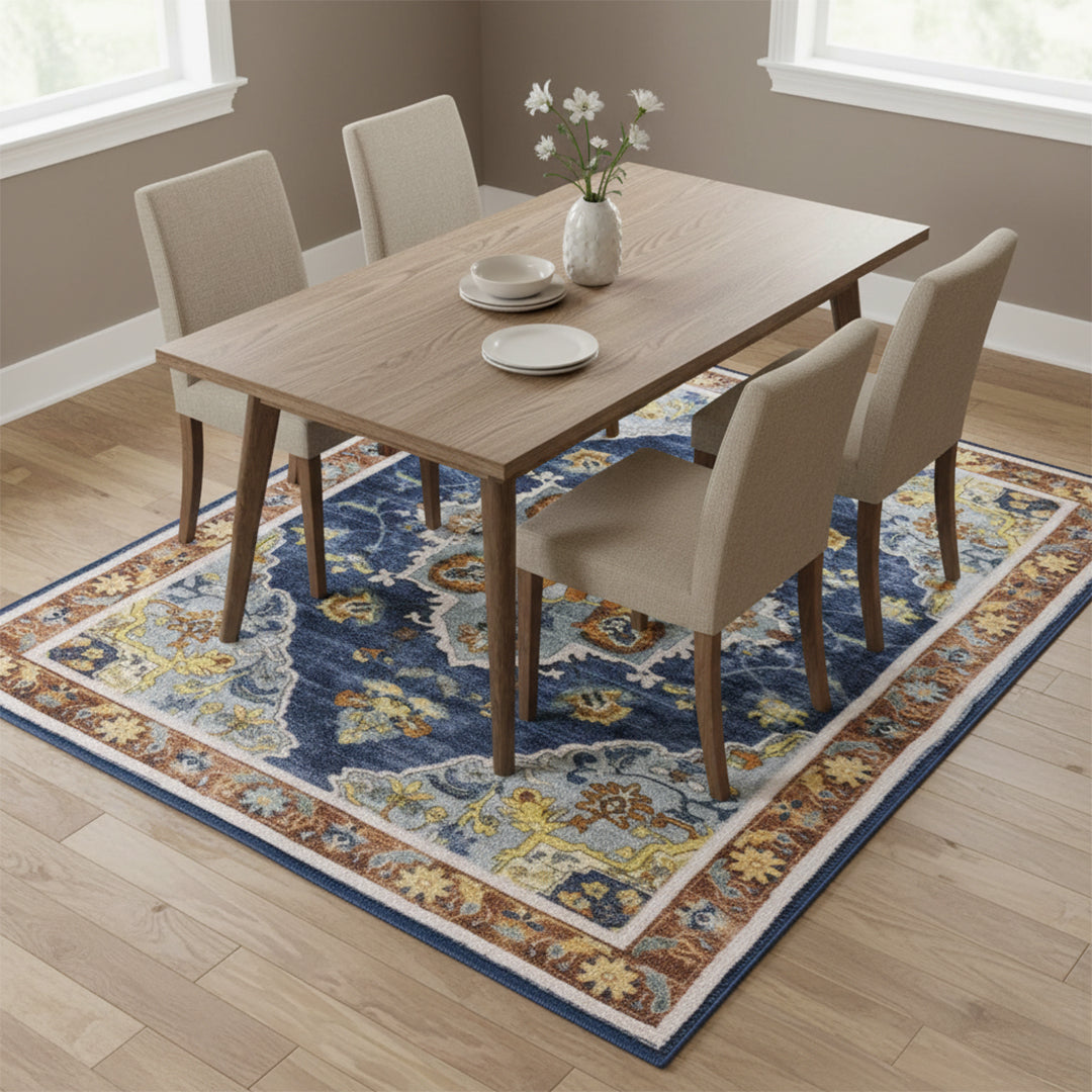 Muddy Mat® Mosaic Washable Area Rugs for Living Room, Bedroom & Dining Room – Modern Soft Low Pile Non Slip Carpet – Pet Friendly Waterproof Foldable Rugs for Home