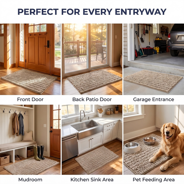 Muddy Mat® DuoMax Dog Door Mat for Muddy Paws – Dual-Texture Absorbent Mat Chenille Entryway Muddy Carpet®, Microfiber Quick Dry, Slip Resistant Machine Washable Indoor Mat