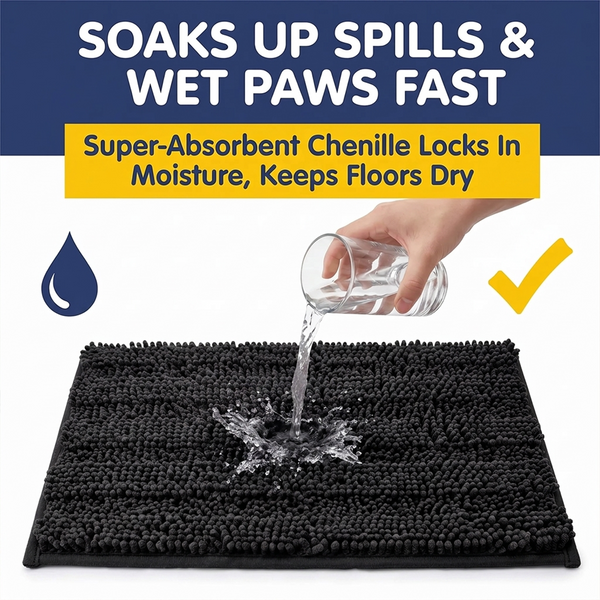 Muddy Mat® StripeMax Dog Floor Mat for Muddy Paws – Thick Plush Striped Chenille Muddy Carpet®, Super Water Absorbent Microfiber, Quick Dry, Slip Resistant Washable Indoor Mat