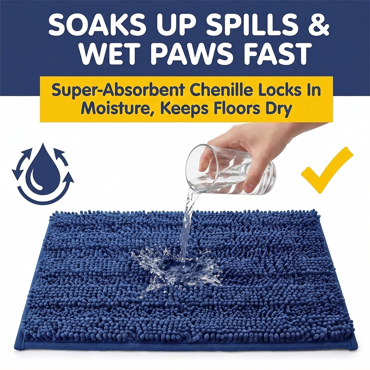 Muddy Mat® StripeMax Dog Floor Mat for Muddy Paws – Thick Plush Striped Chenille Muddy Carpet®, Super Water Absorbent Microfiber, Quick Dry, Slip Resistant Washable Indoor Mat