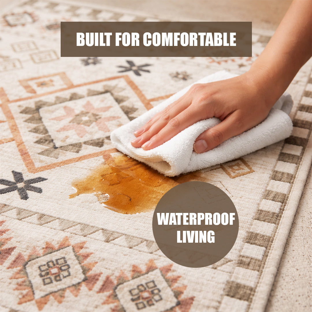 Muddy Mat® Sedona Washable Area Rugs for Living Room, Bedroom & Dining Room – Modern Soft Low Pile Non Slip Carpet – Pet Friendly Waterproof Foldable Rugs for Home