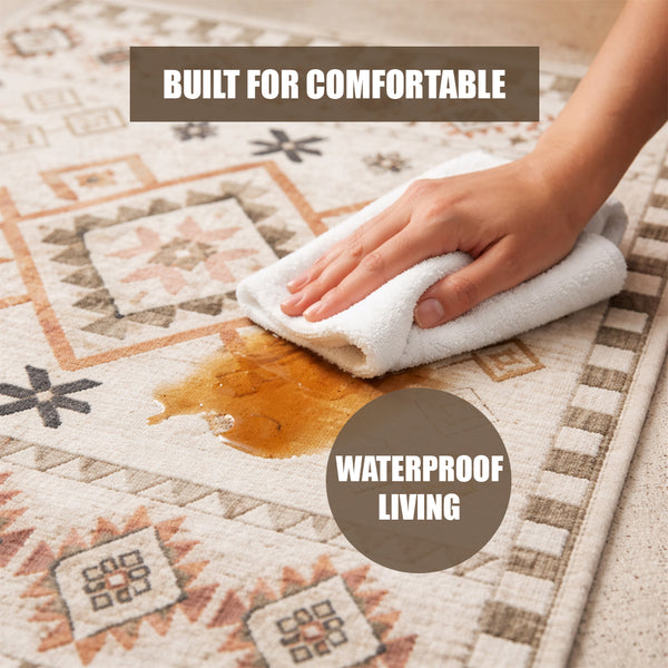 Muddy Mat® Sedona Washable Area Rugs for Living Room, Bedroom & Dining Room – Modern Soft Low Pile Non Slip Carpet – Pet Friendly Waterproof Foldable Rugs for Home