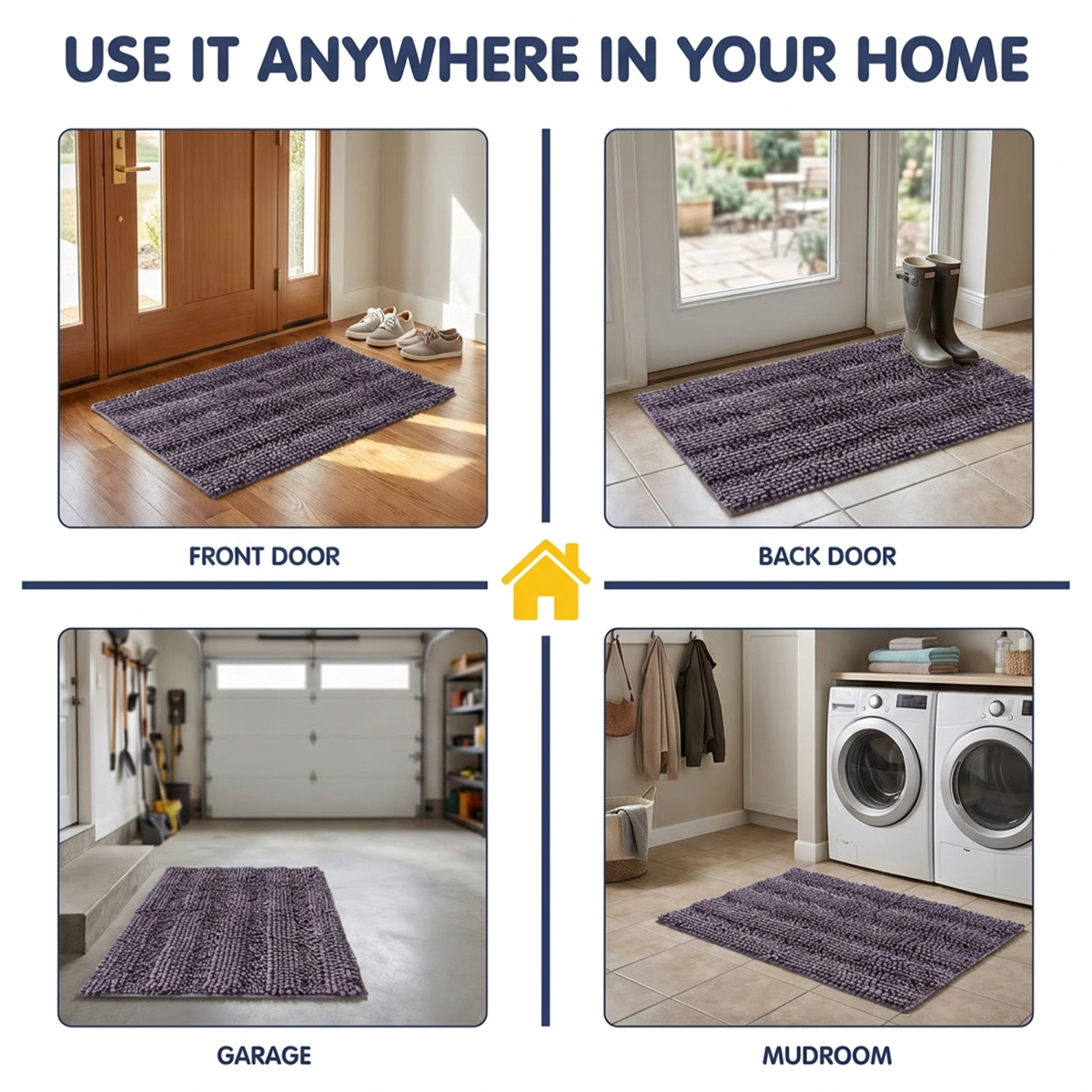 Muddy Mat® StripeMax Dog Floor Mat for Muddy Paws – Thick Plush Striped Chenille Muddy Carpet®, Super Water Absorbent Microfiber, Quick Dry, Slip Resistant Washable Indoor Mat