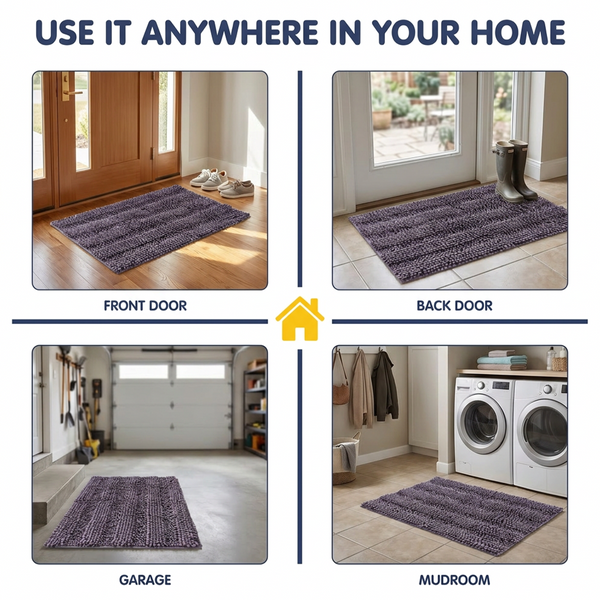 Muddy Mat® StripeMax Dog Floor Mat for Muddy Paws – Thick Plush Striped Chenille Muddy Carpet®, Super Water Absorbent Microfiber, Quick Dry, Slip Resistant Washable Indoor Mat