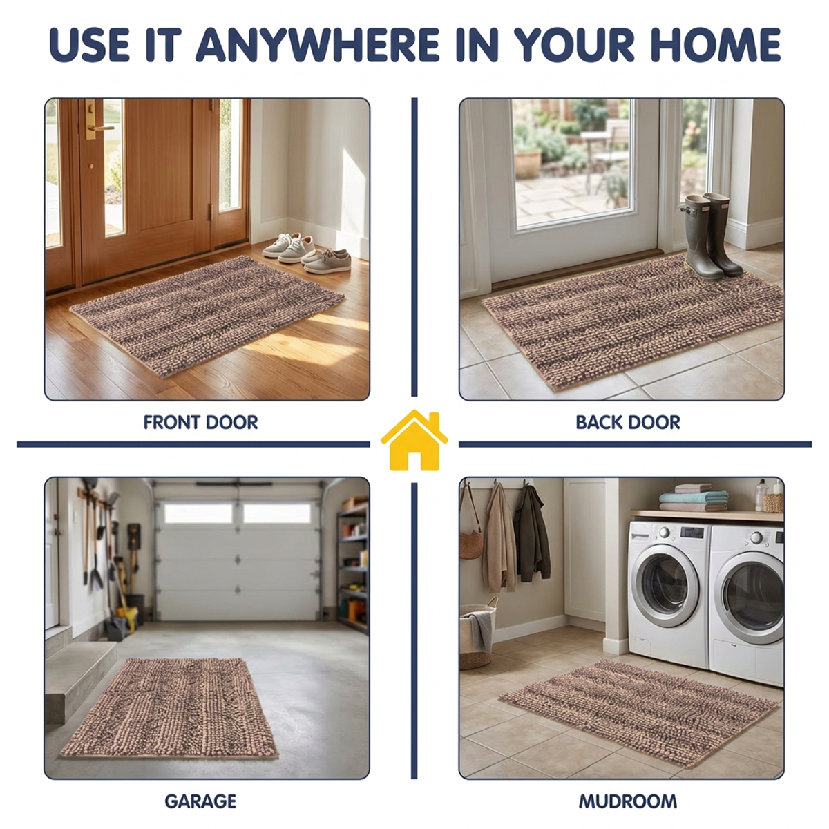 Muddy Mat® StripeMax Dog Floor Mat for Muddy Paws – Thick Plush Striped Chenille Muddy Carpet®, Super Water Absorbent Microfiber, Quick Dry, Slip Resistant Washable Indoor Mat