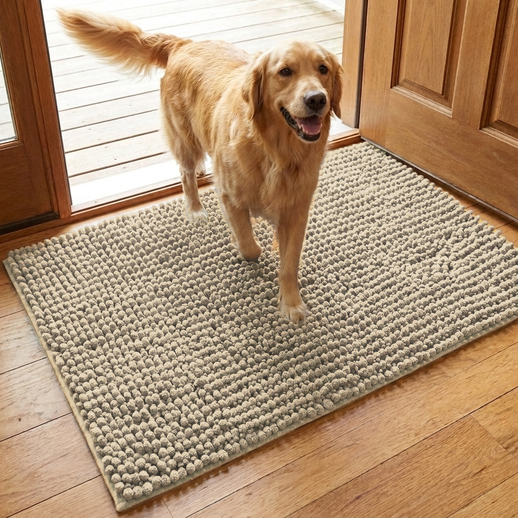 Muddy Mat® T.Max Dog Door Mat for Muddy Paws – Dirt-Trapping Chenille Entryway Muddy Carpet®, Super Water Absorbent Microfiber, Quick Dry, Slip Resistant Washable Indoor Mat