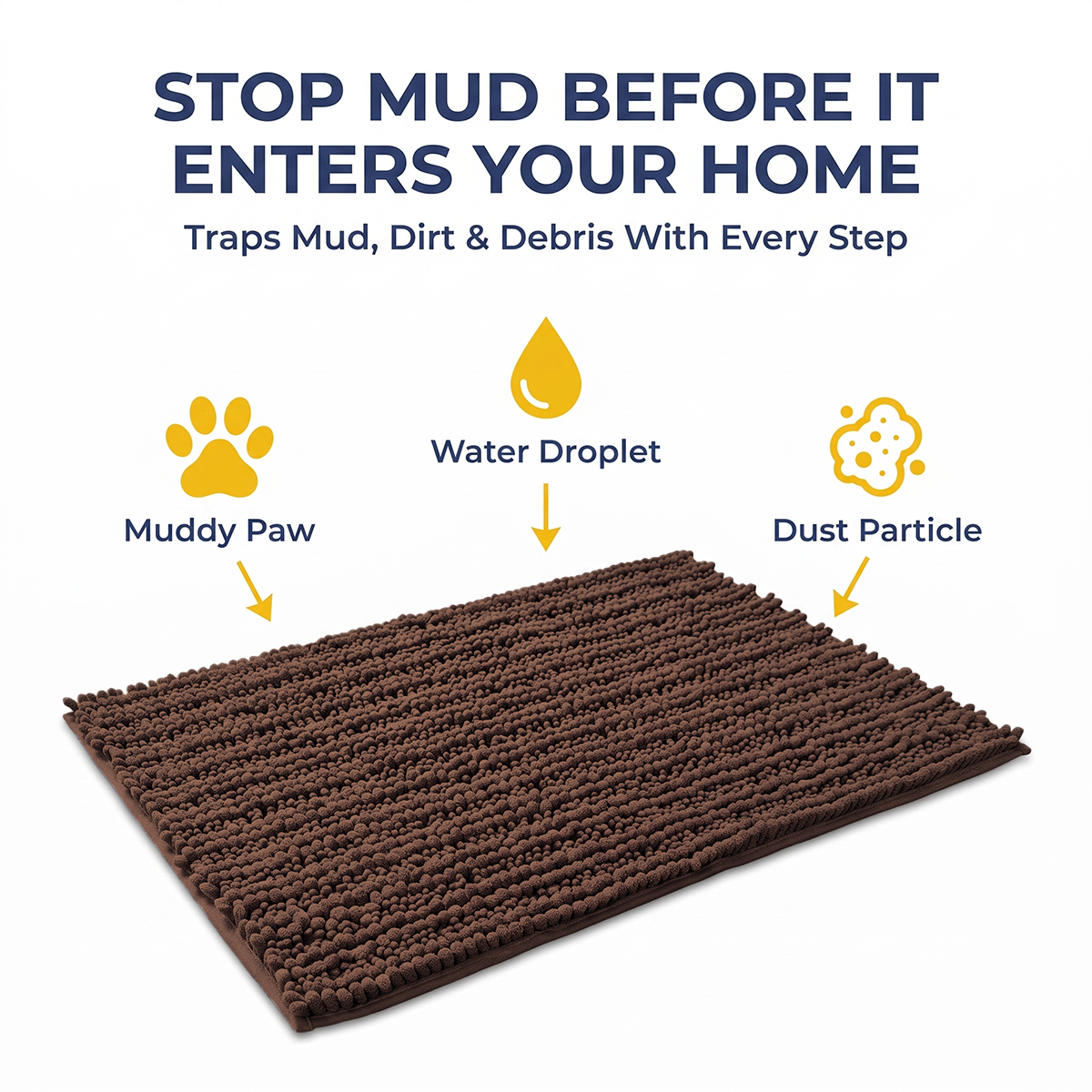 Muddy Mat® DuoMax Dog Door Mat for Muddy Paws – Dual-Texture Absorbent Mat Chenille Entryway Muddy Carpet®, Microfiber Quick Dry, Slip Resistant Machine Washable Indoor Mat