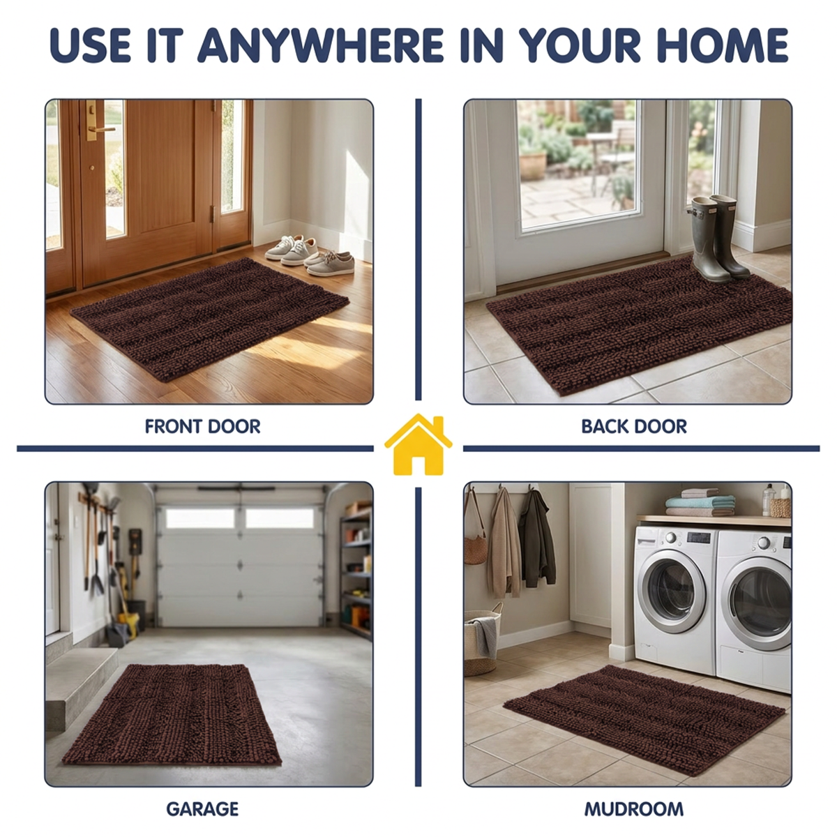 Muddy Mat® StripeMax Dog Floor Mat for Muddy Paws – Thick Plush Striped Chenille Muddy Carpet®, Super Water Absorbent Microfiber, Quick Dry, Slip Resistant Washable Indoor Mat