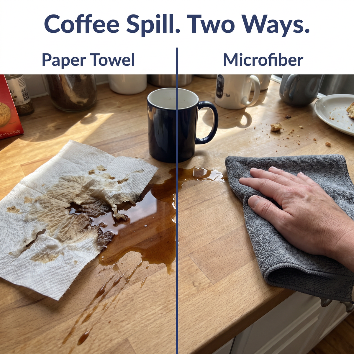 Muddy Mat® Kitchen Towels 3 Pack - Super Absorbent Microfiber Dish Cloths, Quick Dry Soft Cleaning Towels for Dishes, Counters and Spills, Machine Washable, Grey 11.8" x 11.8"