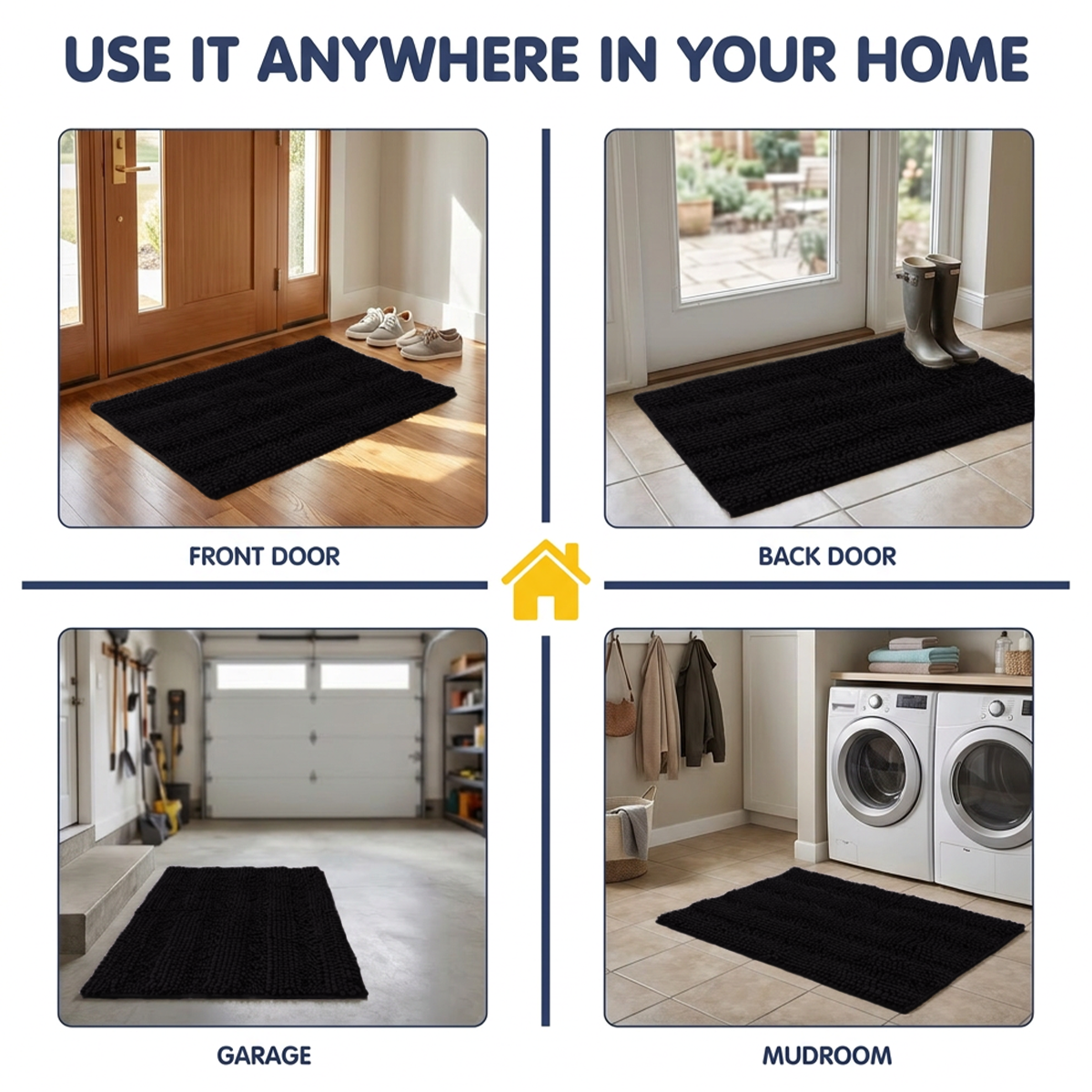 Muddy Mat® StripeMax Dog Floor Mat for Muddy Paws – Thick Plush Striped Chenille Muddy Carpet®, Super Water Absorbent Microfiber, Quick Dry, Slip Resistant Washable Indoor Mat