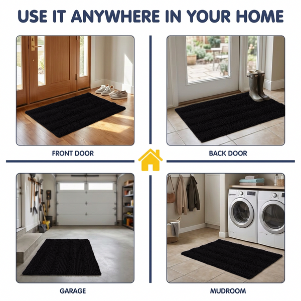 Muddy Mat® StripeMax Dog Floor Mat for Muddy Paws – Thick Plush Striped Chenille Muddy Carpet®, Super Water Absorbent Microfiber, Quick Dry, Slip Resistant Washable Indoor Mat