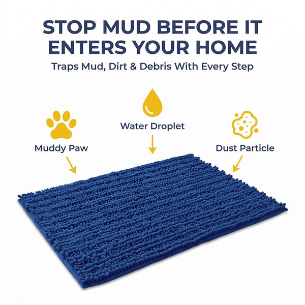 Muddy Mat® DuoMax Dog Door Mat for Muddy Paws – Dual-Texture Absorbent Mat Chenille Entryway Muddy Carpet®, Microfiber Quick Dry, Slip Resistant Machine Washable Indoor Mat