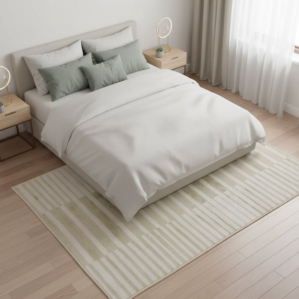 Muddy Mat® Creamline Washable Area Rugs for Living Room, Bedroom & Dining Room – Modern Soft Low Pile Non Slip Carpet – Pet Friendly Waterproof Foldable Rugs for Home