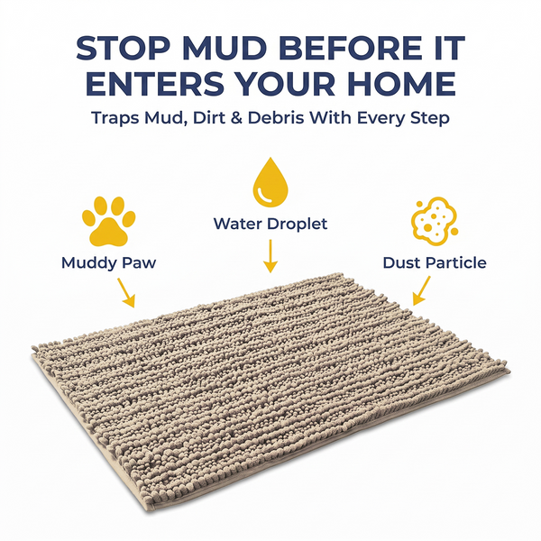 Muddy Mat® DuoMax Dog Door Mat for Muddy Paws – Dual-Texture Absorbent Mat Chenille Entryway Muddy Carpet®, Microfiber Quick Dry, Slip Resistant Machine Washable Indoor Mat