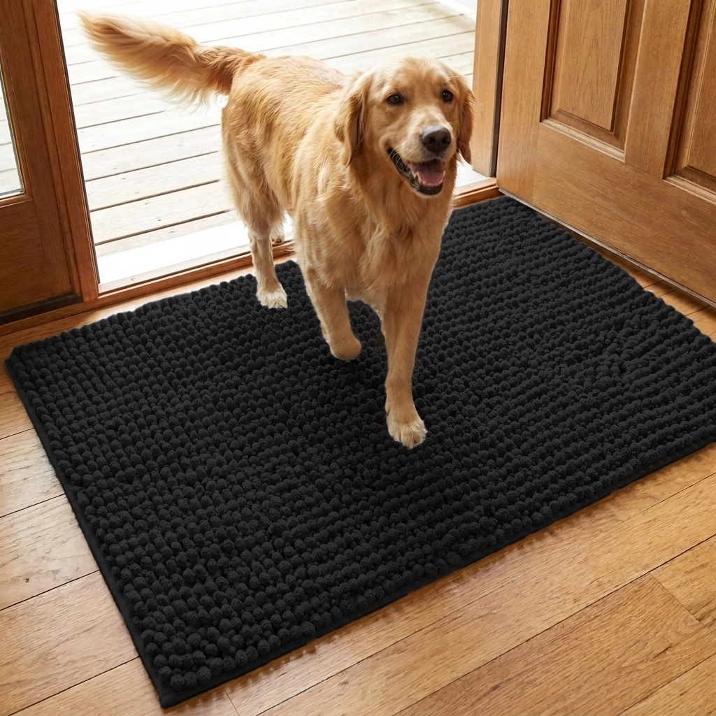 Muddy Mat® T.Max Dog Door Mat for Muddy Paws – Dirt-Trapping Chenille Entryway Muddy Carpet®, Super Water Absorbent Microfiber, Quick Dry, Slip Resistant Washable Indoor Mat