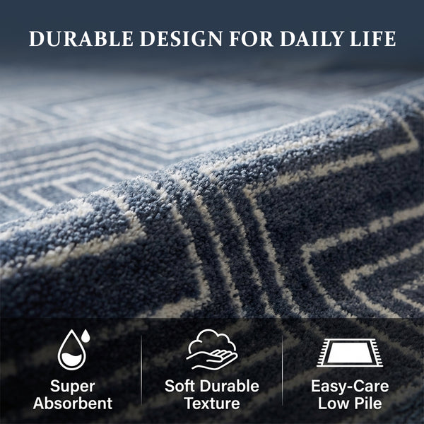 Muddy Mat® Cipher Washable Area Rugs for Living Room, Bedroom & Dining Room – Modern Soft Low Pile Non Slip Carpet – Pet Friendly Waterproof Foldable Rugs for Home