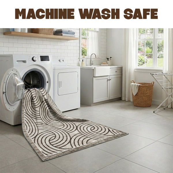 Muddy Mat® Orbit Washable Area Rugs for Living Room, Bedroom & Dining Room – Modern Soft Low Pile Non Slip Carpet – Pet Friendly Waterproof Foldable Rugs for Home