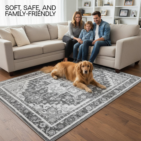 Muddy Rags Muddy Carpet Onyx Washable Area Rugs for Living Room, Bedroom & Dining ...
