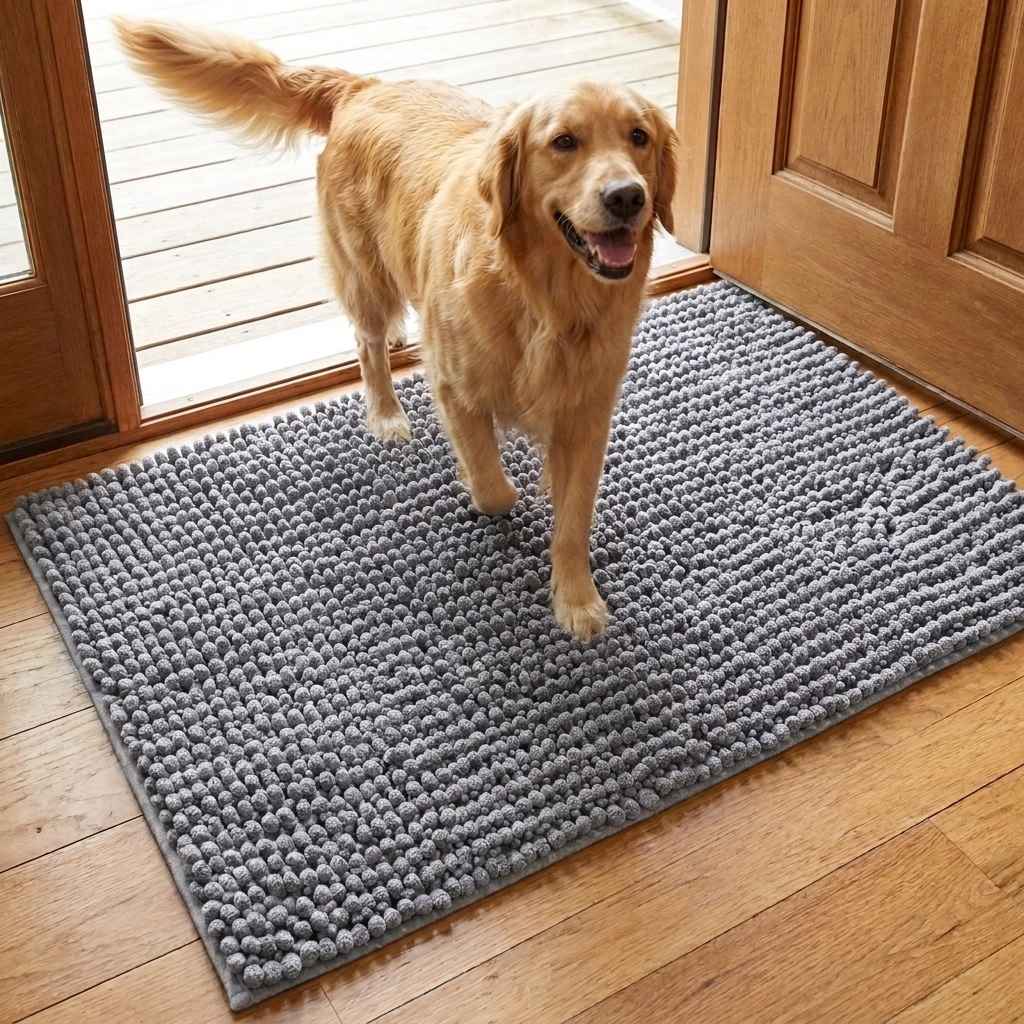 Muddy Mat® T.Max Dog Door Mat for Muddy Paws – Dirt-Trapping Chenille Entryway Muddy Carpet®, Super Water Absorbent Microfiber, Quick Dry, Slip Resistant Washable Indoor Mat