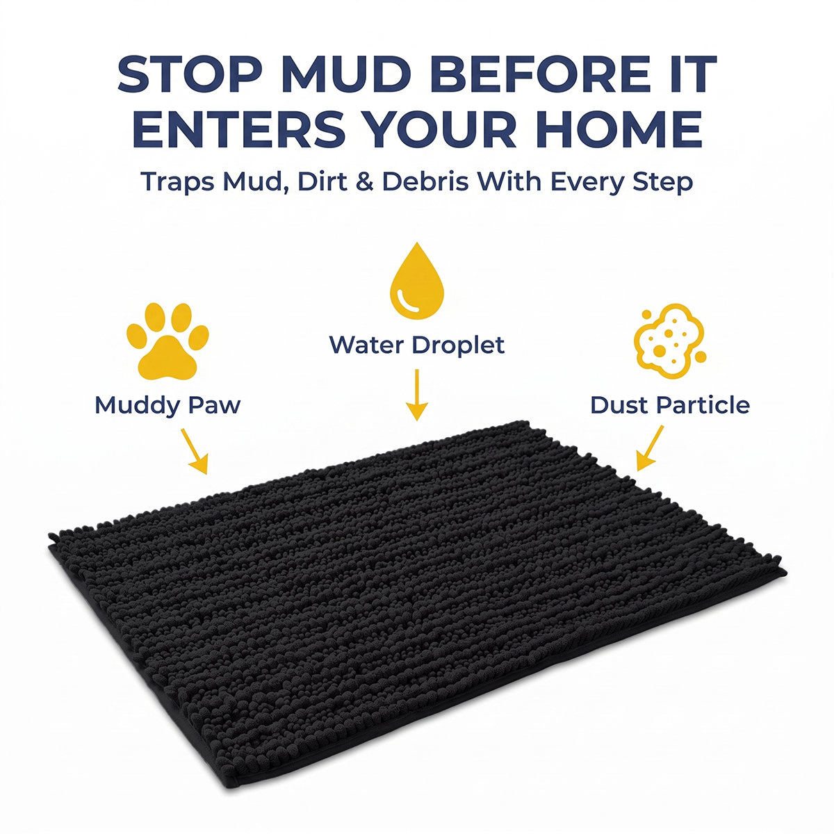 Muddy Mat® DuoMax Dog Door Mat for Muddy Paws – Dual-Texture Absorbent Mat Chenille Entryway Muddy Carpet®, Microfiber Quick Dry, Slip Resistant Machine Washable Indoor Mat