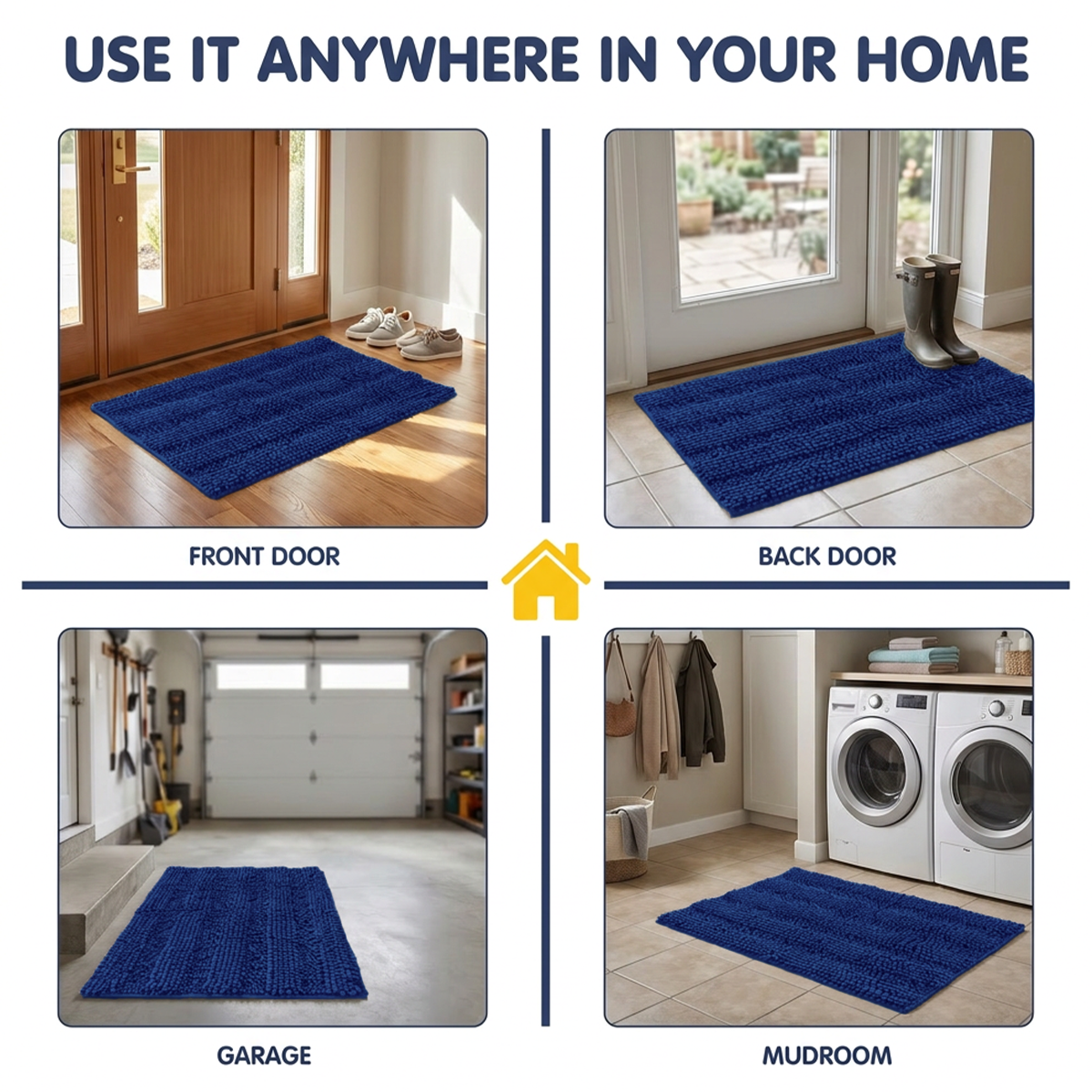 Muddy Mat® StripeMax Dog Floor Mat for Muddy Paws – Thick Plush Striped Chenille Muddy Carpet®, Super Water Absorbent Microfiber, Quick Dry, Slip Resistant Washable Indoor Mat
