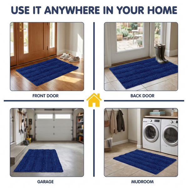 Muddy Mat® StripeMax Dog Floor Mat for Muddy Paws – Thick Plush Striped Chenille Muddy Carpet®, Super Water Absorbent Microfiber, Quick Dry, Slip Resistant Washable Indoor Mat