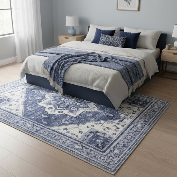 Muddy Mat® Admiral Washable Area Rugs for Living Room, Bedroom & Dining Room – Modern Soft Low Pile Non Slip Carpet – Pet Friendly Waterproof Foldable Rugs for Home