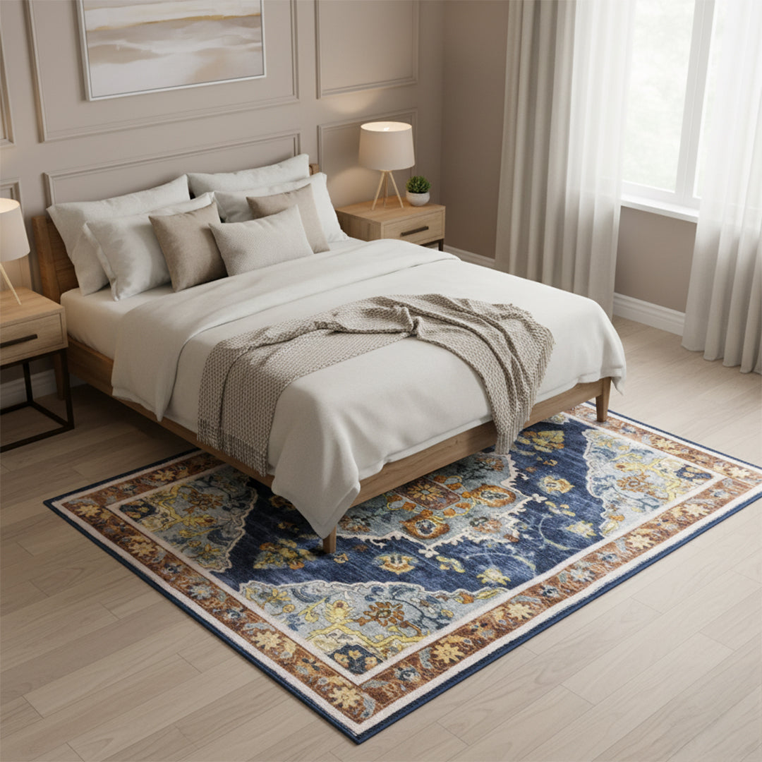 Muddy Mat® Mosaic Washable Area Rugs for Living Room, Bedroom & Dining Room – Modern Soft Low Pile Non Slip Carpet – Pet Friendly Waterproof Foldable Rugs for Home