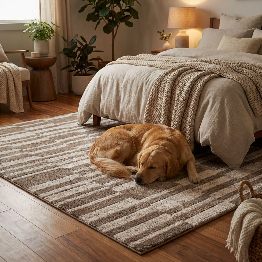 Muddy Mat® Brickline Washable Area Rugs for Living Room, Bedroom & Dining Room – Modern Soft Low Pile Non Slip Carpet – Pet Friendly Waterproof Foldable Rugs for Home