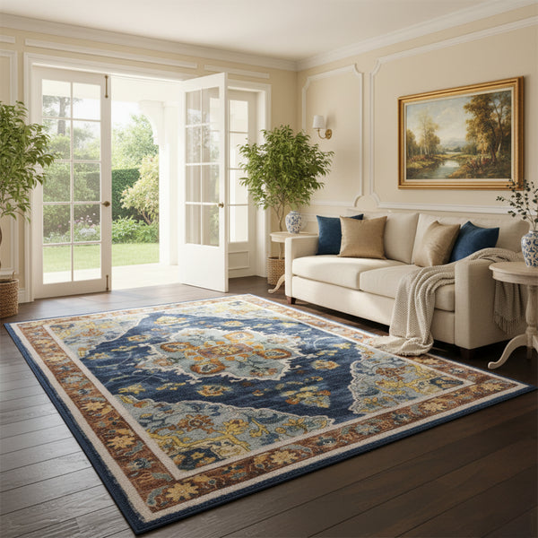 Muddy Mat® Mosaic Washable Area Rugs for Living Room, Bedroom & Dining Room – Modern Soft Low Pile Non Slip Carpet – Pet Friendly Waterproof Foldable Rugs for Home