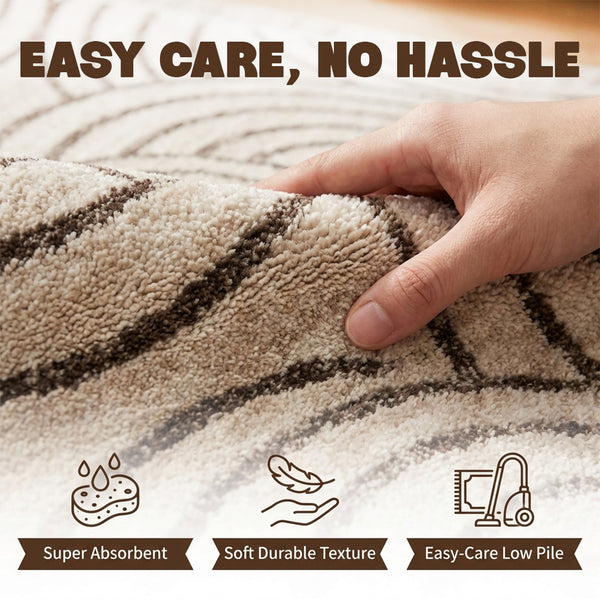 Muddy Mat® Orbit Washable Area Rugs for Living Room, Bedroom & Dining Room – Modern Soft Low Pile Non Slip Carpet – Pet Friendly Waterproof Foldable Rugs for Home