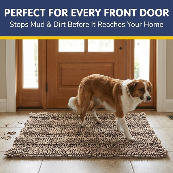Muddy Mat® StripeMax Dog Floor Mat for Muddy Paws – Thick Plush Striped Chenille Muddy Carpet®, Super Water Absorbent Microfiber, Quick Dry, Slip Resistant Washable Indoor Mat