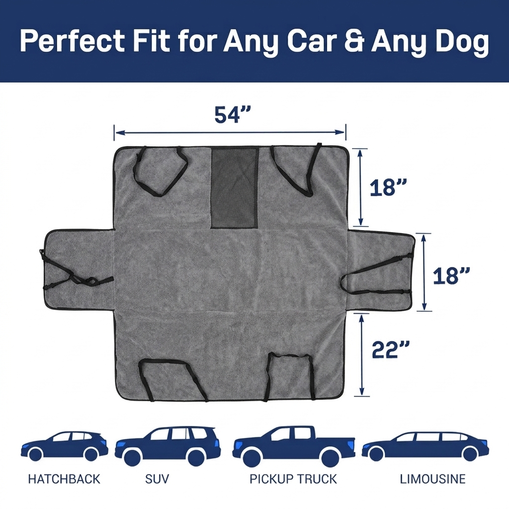 Muddy Mat® Petite Chenille Dog Car Seat Cover for Back Seat, 100% Waterproof Dog Hammock for Car, SUVs & Trucks, Heavy Duty, Scratch Proof Car Seat Cover, Slip Resistant Backing & Side Flaps