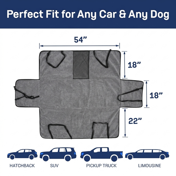 Muddy Mat® Petite Chenille Dog Car Seat Cover for Back Seat, 100% Waterproof Dog Hammock for Car, SUVs & Trucks, Heavy Duty, Scratch Proof Car Seat Cover, Slip Resistant Backing & Side Flaps