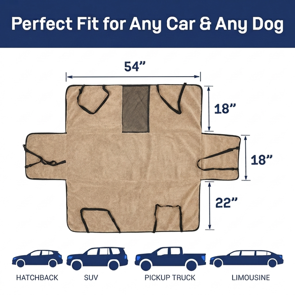 Muddy Mat® Petite Chenille Dog Car Seat Cover for Back Seat, 100% Waterproof Dog Hammock for Car, SUVs & Trucks, Heavy Duty, Scratch Proof Car Seat Cover, Slip Resistant Backing & Side Flaps