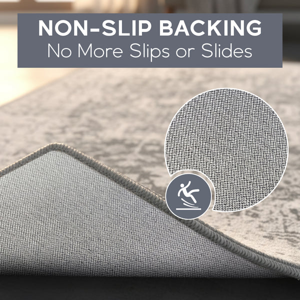 Muddy Mat® Frostbell Washable Area Rugs for Living Room, Bedroom & Dining Room – Modern Soft Low Pile Non Slip Carpet – Pet Friendly Waterproof Foldable Rugs for Home